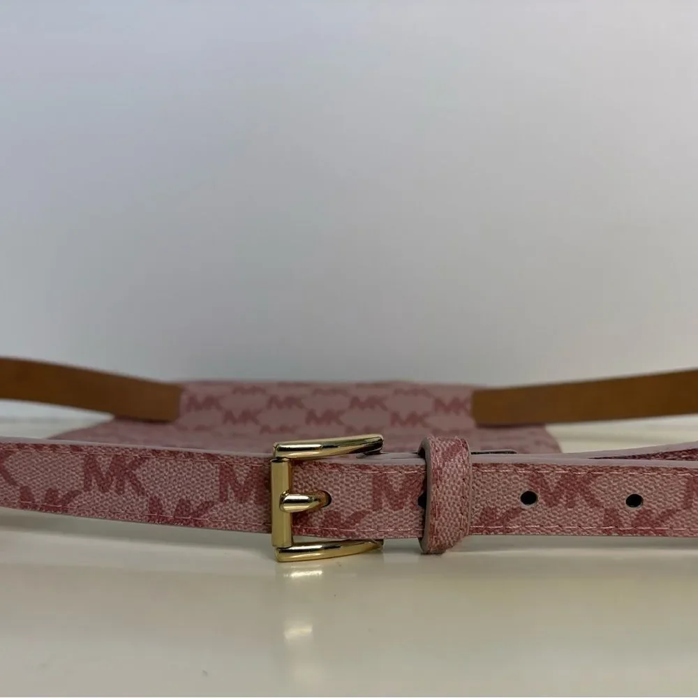 Michael Kors Pink Logo Mini Belt Bag with Gold Hardware